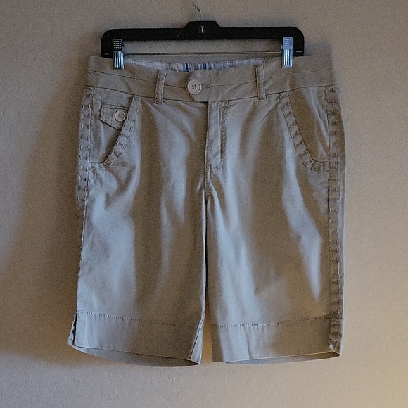 Blue Epic Pants - Blue Epic Bermuda Shorts with Exaggerated Thread Detail